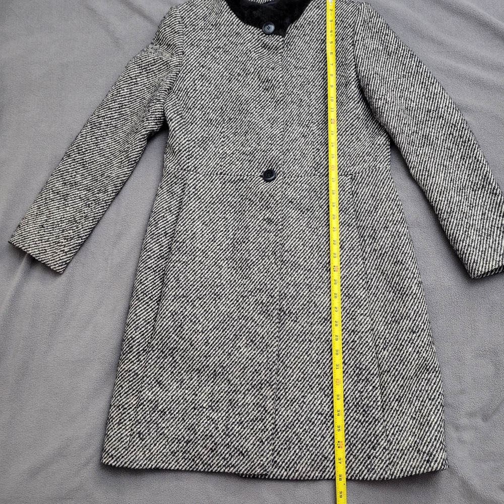 Cinzia Rocca Wool Coat Black Striped Size 8 Speckles Elegant Dinner in the City - Picture 11 of 16